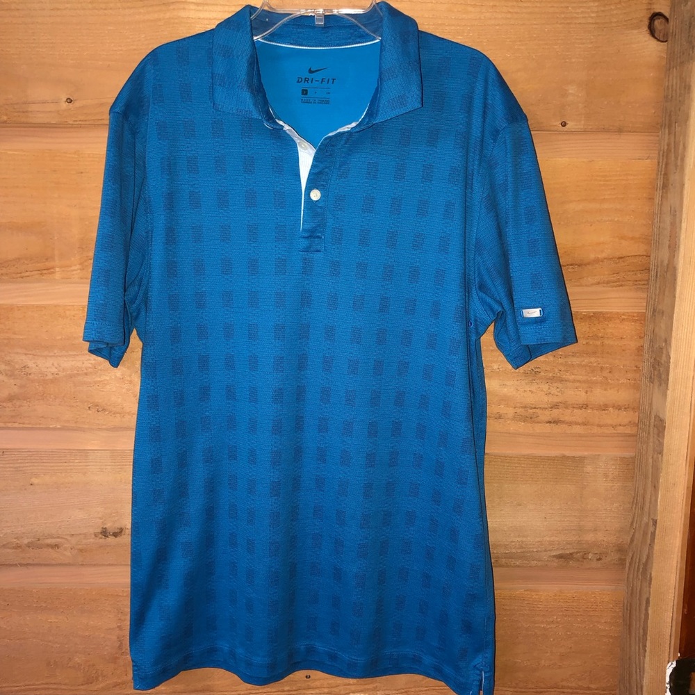 Nike Dri/Fit blue polo golf shirt short sleeve size small